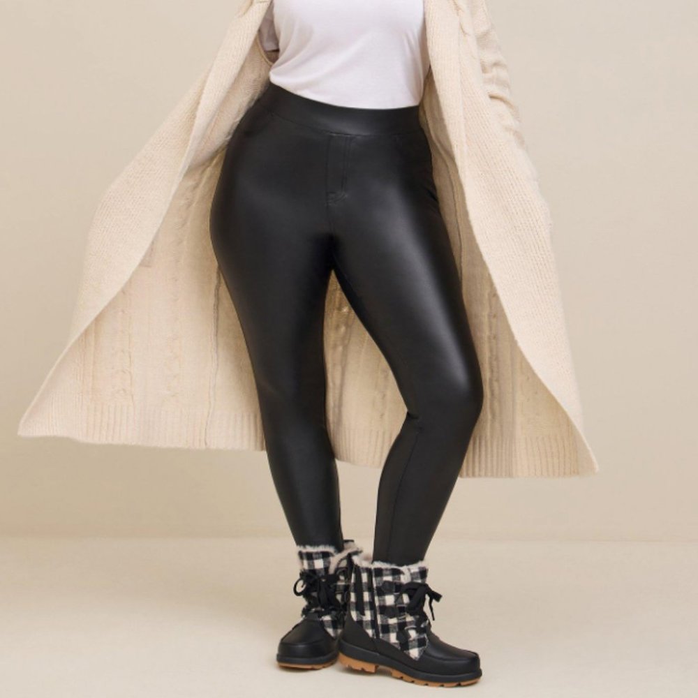 Eloquii Faux Leather Leggings Black Pleather Pants SZ 24